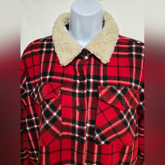 Soho Threads M Warm Soft Fleece Lined Jacket Butyon Down Plaid - Picture 2 of 6